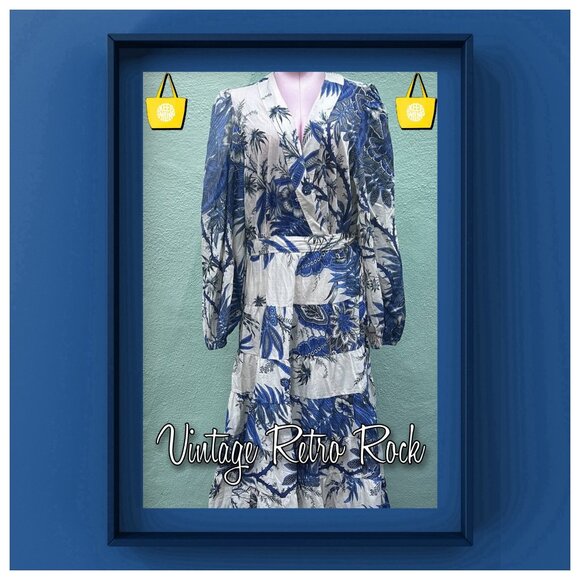 Banana Republic Dresses & Skirts - Banana Republic Stampa Dress Long Sleeve Maxi Floral Party Beach Blue White XL